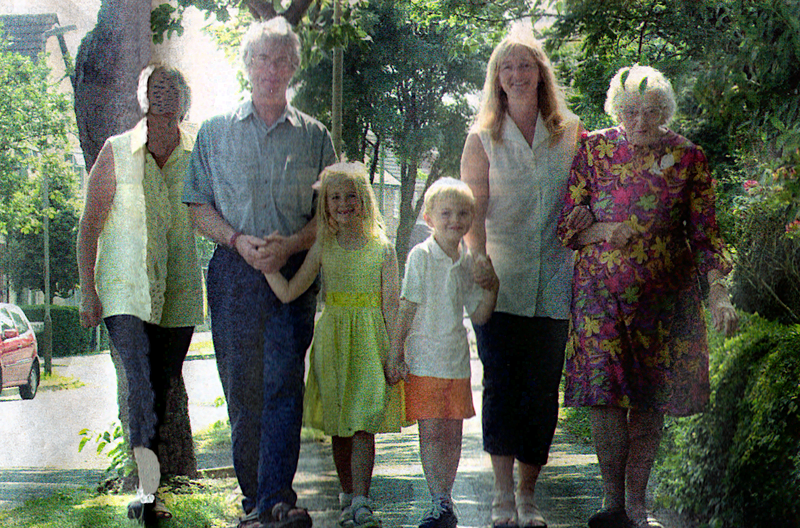 From the left, Lesley Osborne, Mike Osborne, Charlotte George, seven, Oliver George, five, Emma Proud and Enid Shore